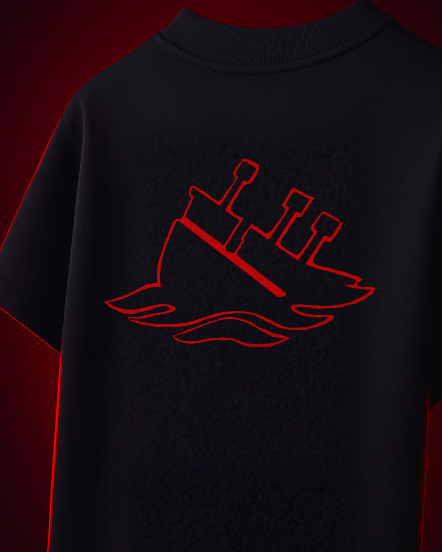 Drowned Reelation-Ship (Black & Red) | Premium MoohFatt Black Tee
