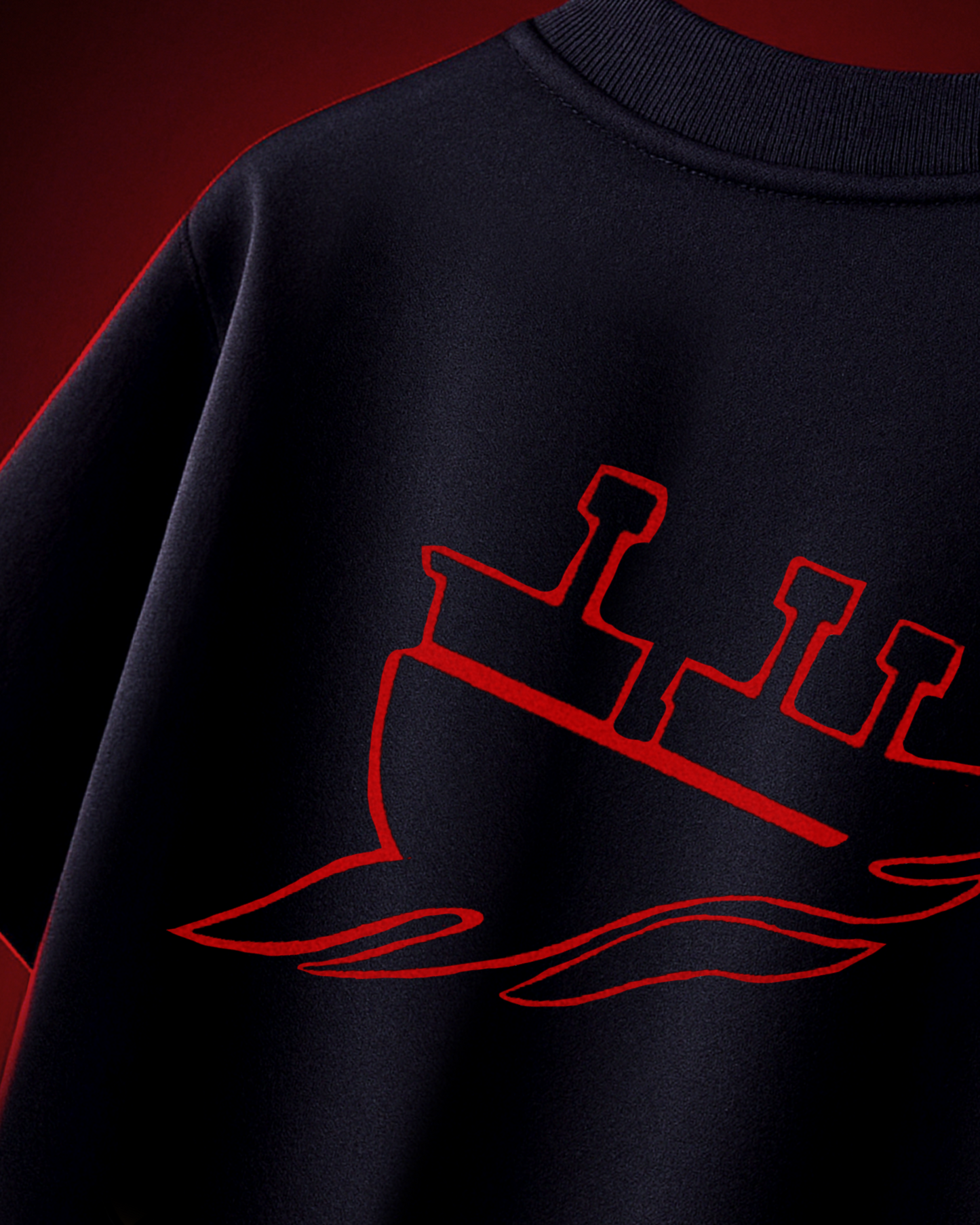Drowned Reelation-Ship (Black & Red) | Premium MoohFatt Black Tee