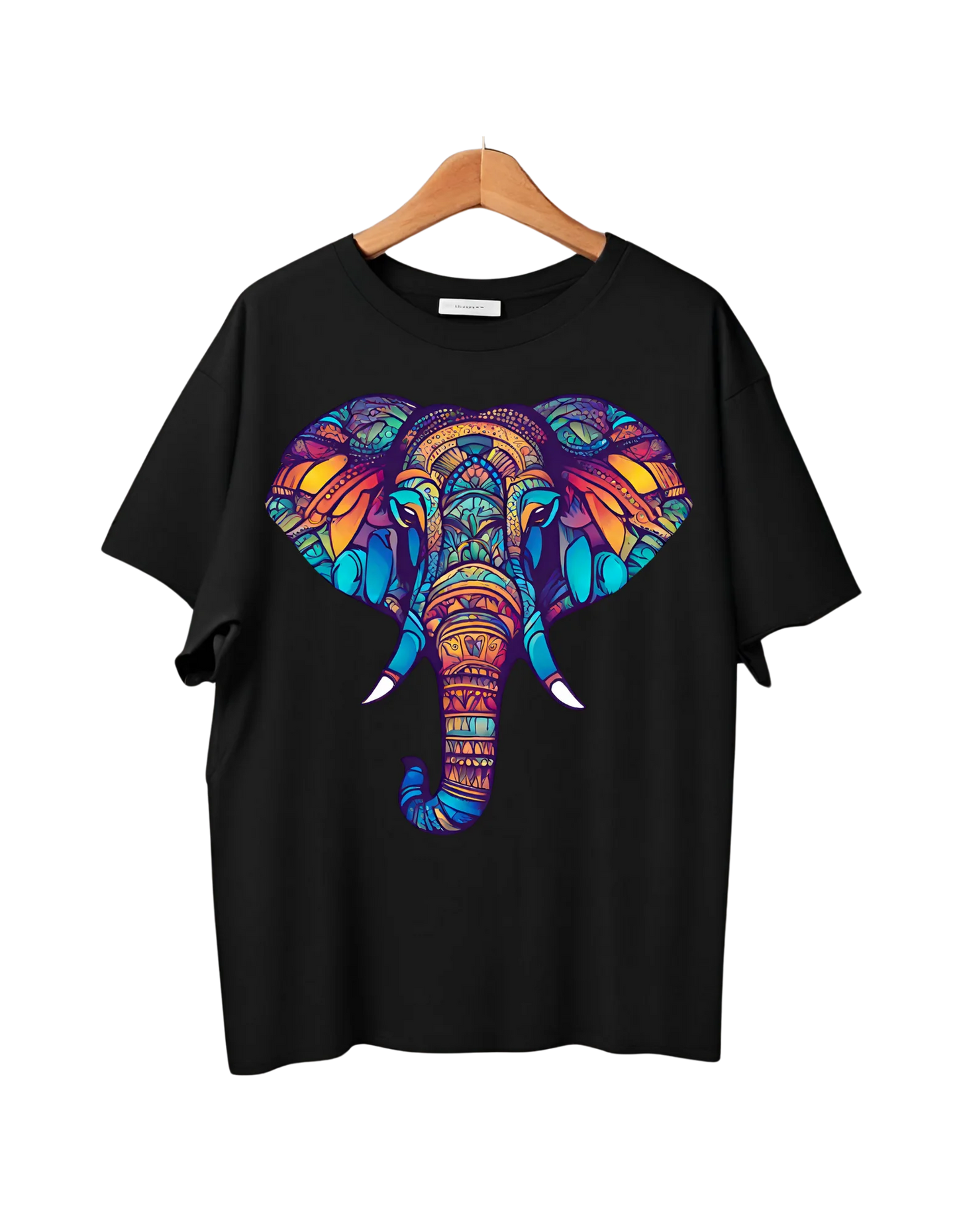 Lucky Elephant (Blue) Front Placement)- Oversized T-shirt