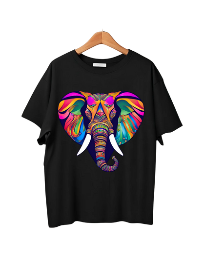 Lucky Elephant (Pink) Front Placement)- Oversized T-shirt